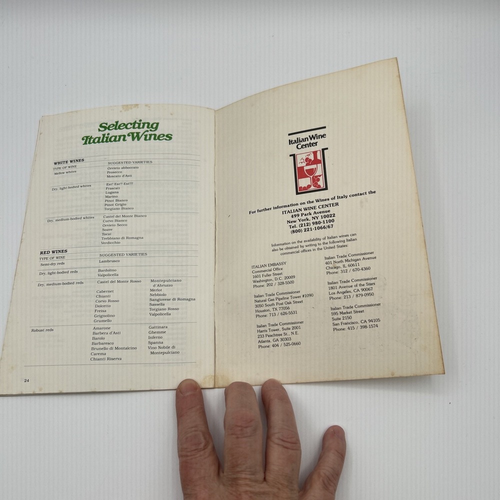 Vtg Italian American Booklet Wine Tasting Guide 8.5x5.5 White 1981  Art - Picture 5 of 5